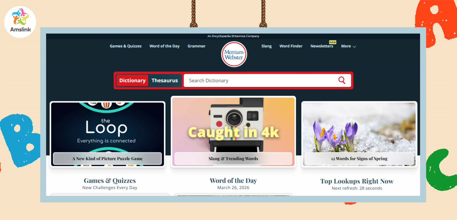 Từ điển Merriam-Webster cung cấp nghĩa từ, phát âm, từ đồng nghĩa và ví dụ