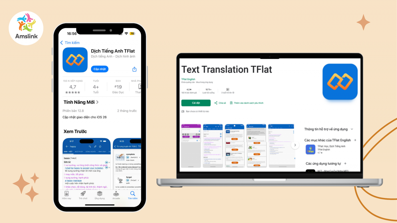 Tải từ điển tiếng Anh TFlat để sử dụng trên cả điện thoại và máy tính