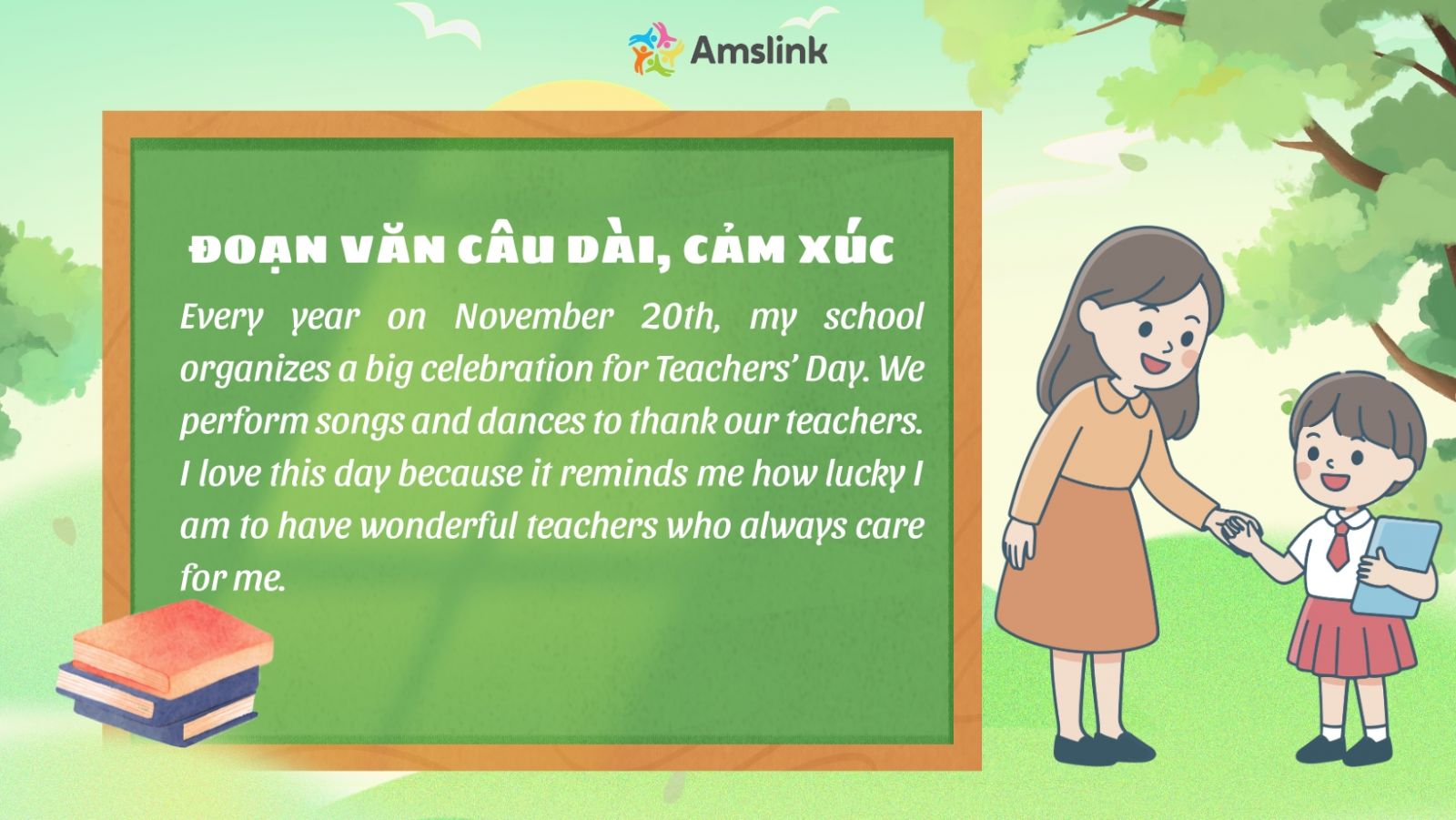 Đoạn văn bằng tiếng Anh thể hiện cảm xúc với câu dài