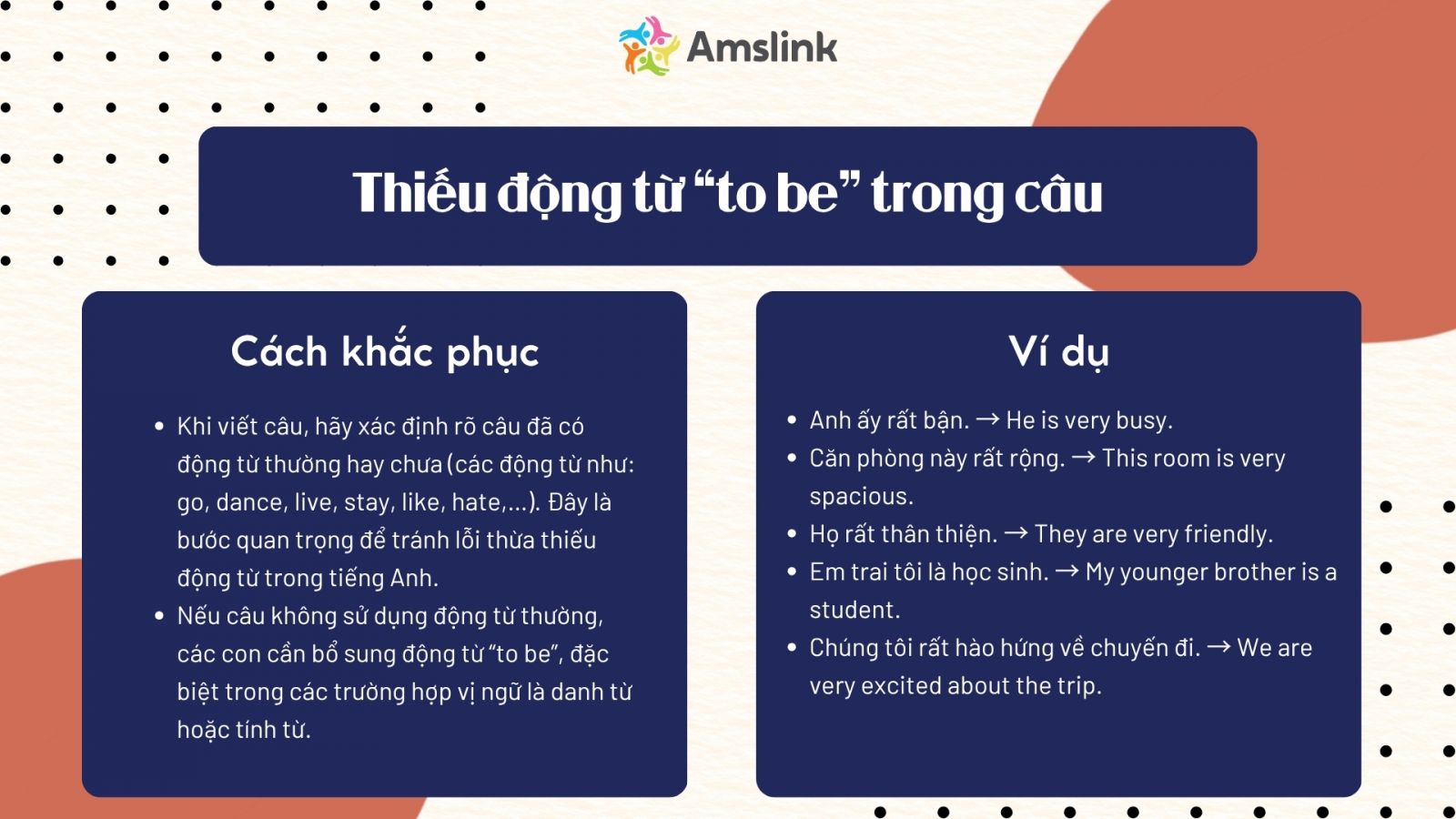 Ví dụ và cách khắc phục lỗi thiếu động từ “to be” trong câu