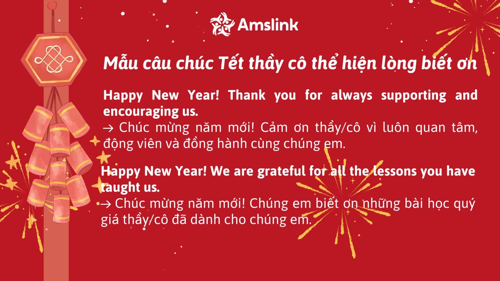 Mẫu câu chúc Tết thể hiện lòng biết ơn với các thầy cô