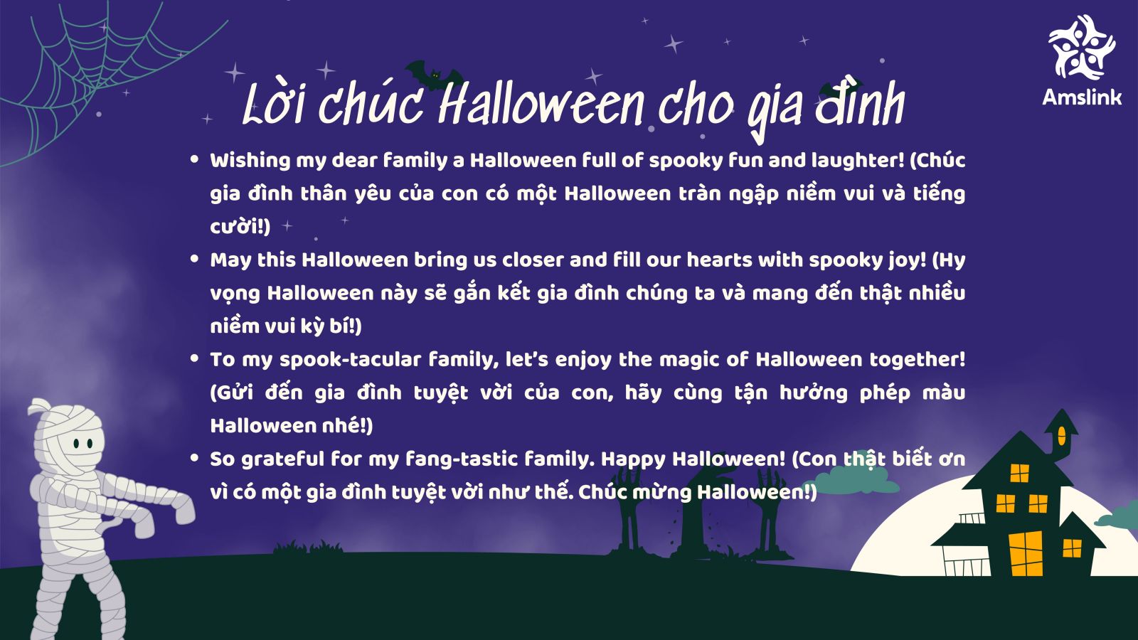 Halloween là dịp để gửi những lời chúc bằng tiếng Anh thật ý nghĩa cho gia đình