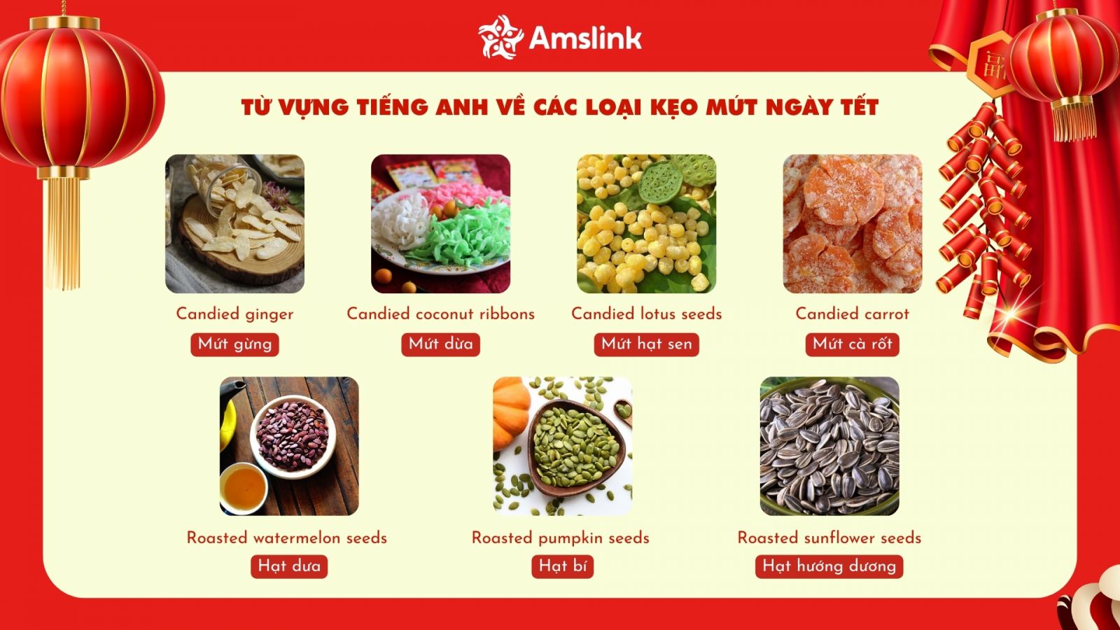 Từ vựng tiếng Anh về các loại kẹo mứt ngày Tết